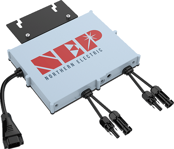NEP BDM-800 dual-input microinverter with attached connection cables