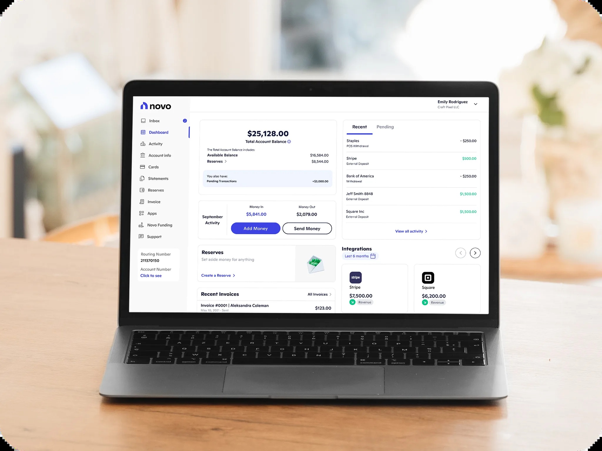 Novo’s official product illustration showing its dashboard on a laptop