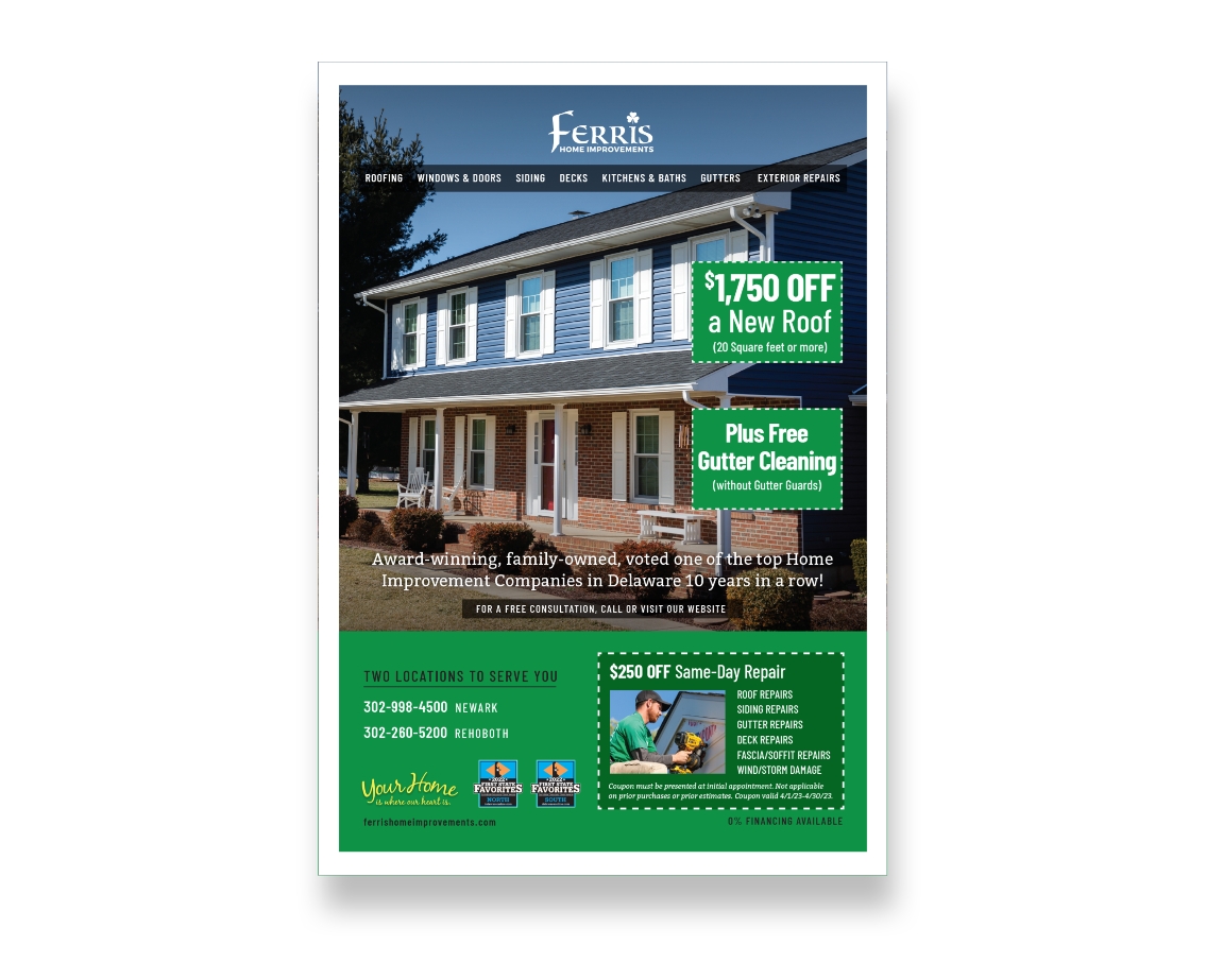 A Ferris Home Improvements advertisement created as part of NüPOINT's integrated campaign