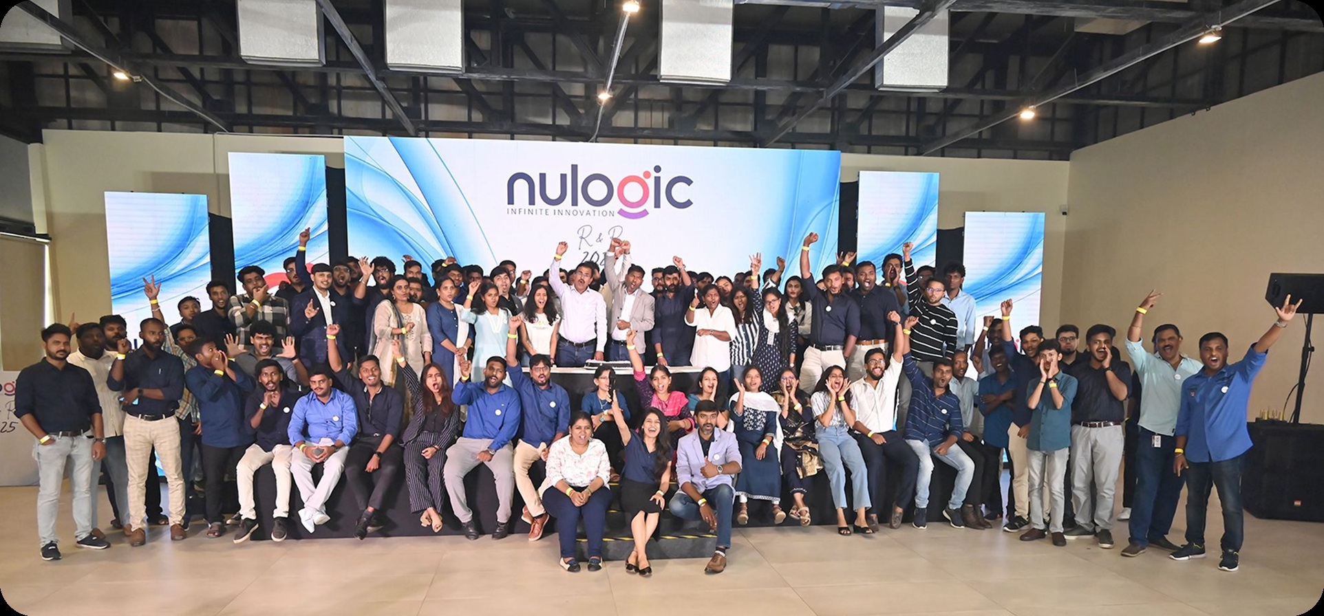 NULogic team members gathered for a company event