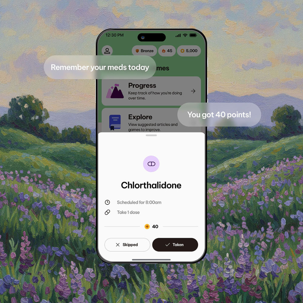 Official Nuna app illustration showing a medication reminder and points for recording a dose