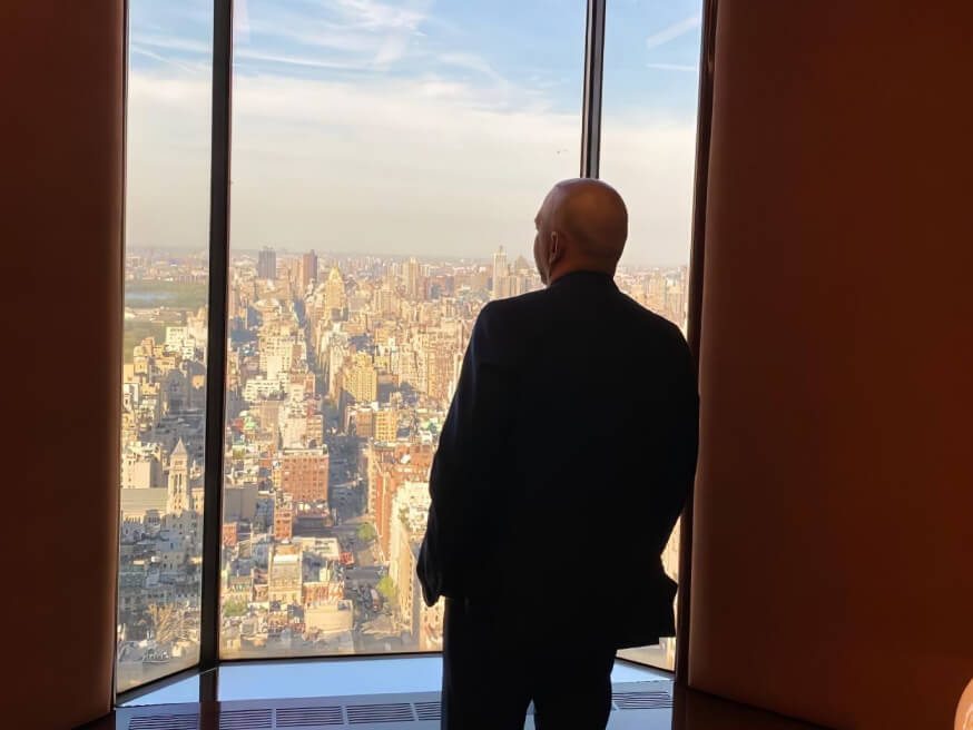 Frank Carone looking over the New York City skyline