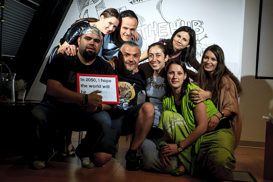Oana Craioveanu and fellow participants at Impact Hub Bucharest’s first-anniversary gathering in 2013