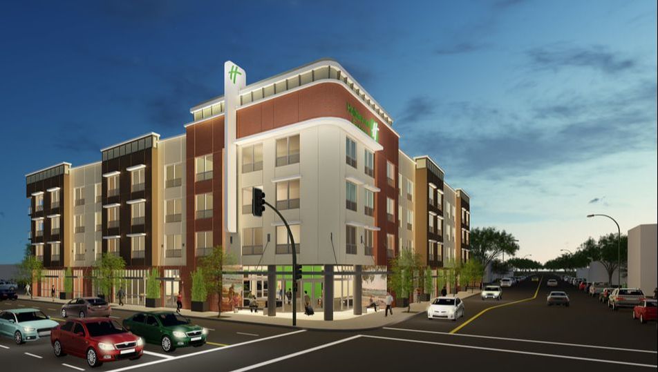 Artist rendering of a proposed hotel displayed by Oasis Enterprise