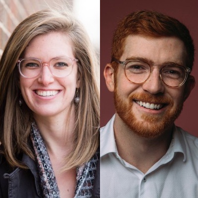 Portraits of Oath co-founders Taylor Ourada and Brian Derrick