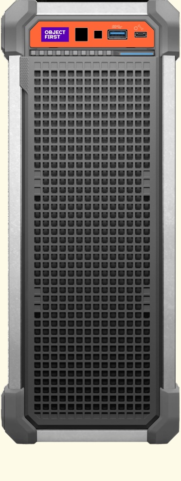 Object First Ootbi Mini desktop tower with orange front panel