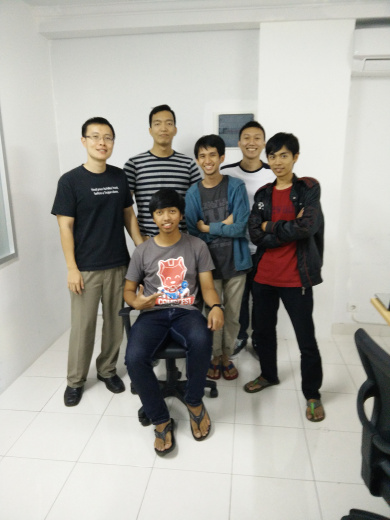 An early Cermati team posing together in a small office