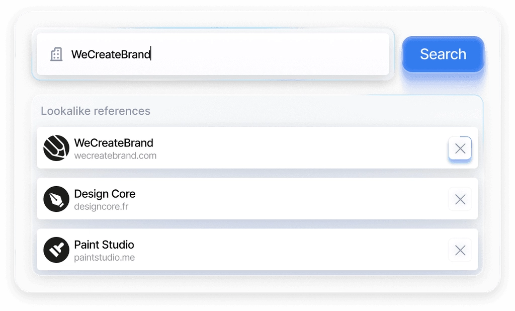 Ocean.io interface showing a domain being entered to begin a lookalike search