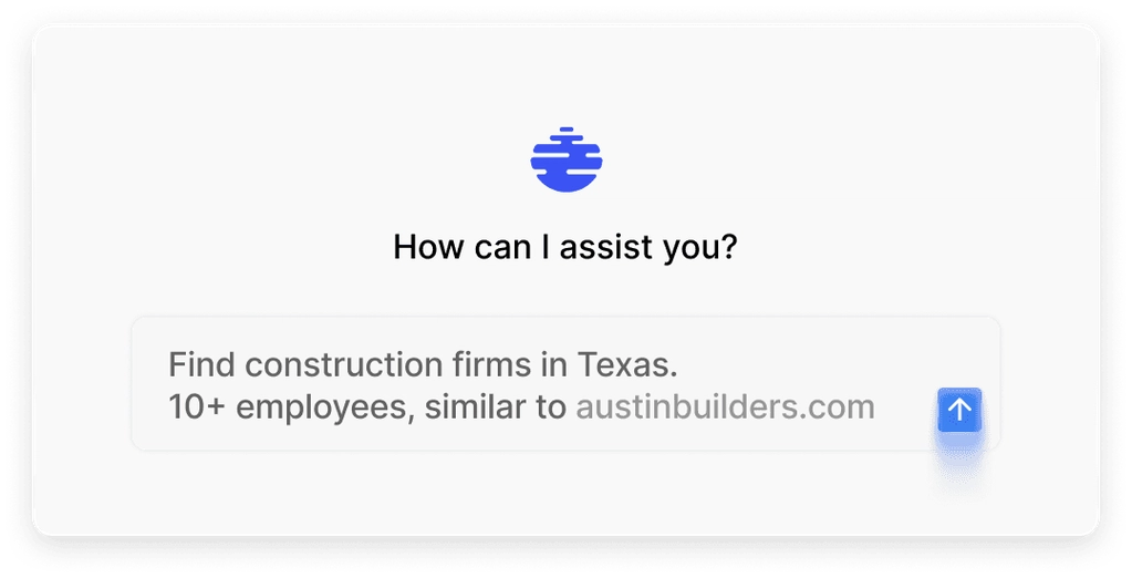 Ocean.io AI search interface for finding companies with a natural language query