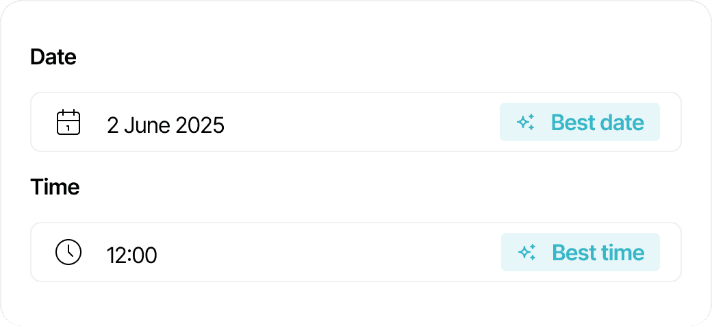 Ocoya controls suggesting the best date and time to publish