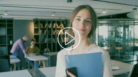 A worker inside a modern office that OfficeLuv services