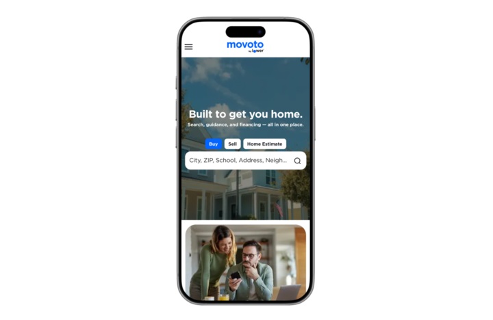 Movoto by Lower mobile homepage with search, selling and home-estimate options
