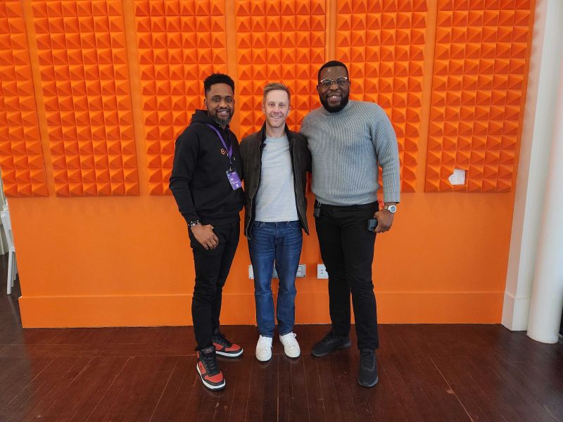 Three participants standing together at Y Combinator, in a photograph shared by Avworhokai