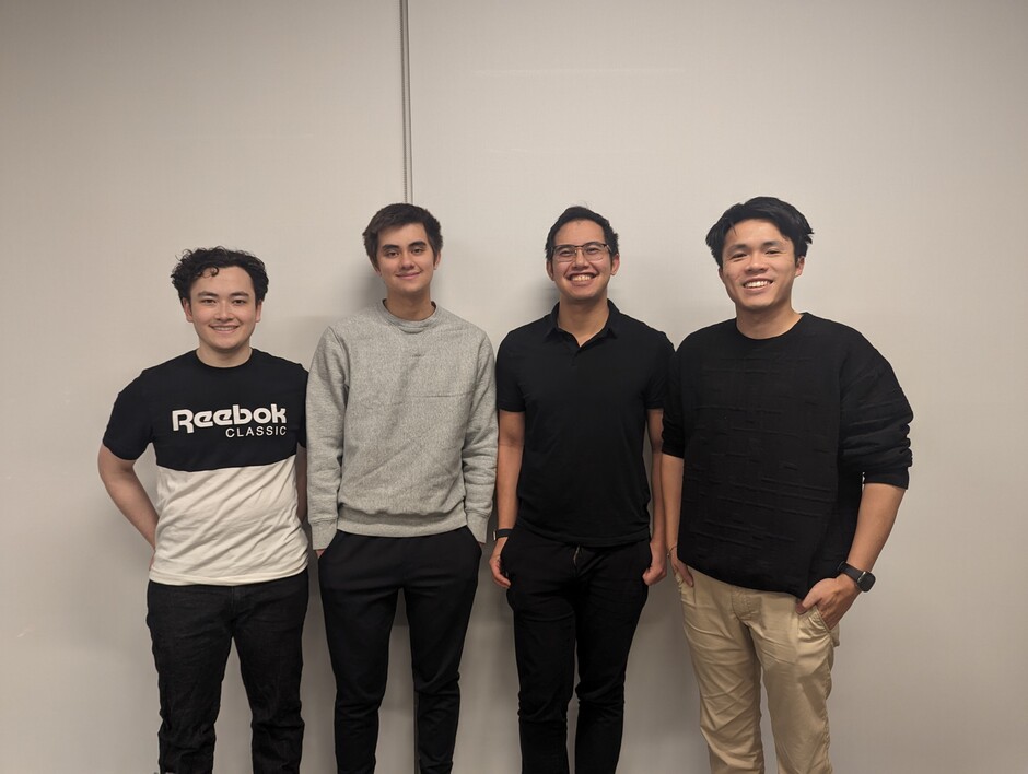 OpenCall founders Nicholas Lee, Oliver Silverstein, Arthur Silverstein, and Eric Mei standing together