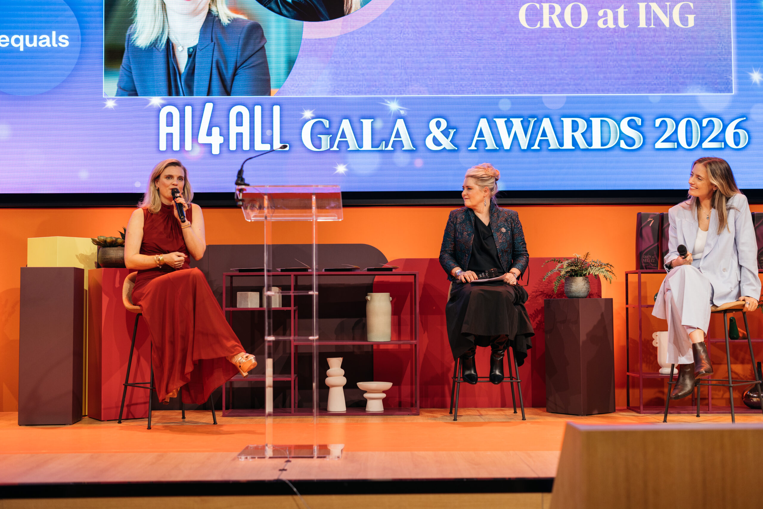 A conversation on stage at the AI4ALL Gala and Awards 2026