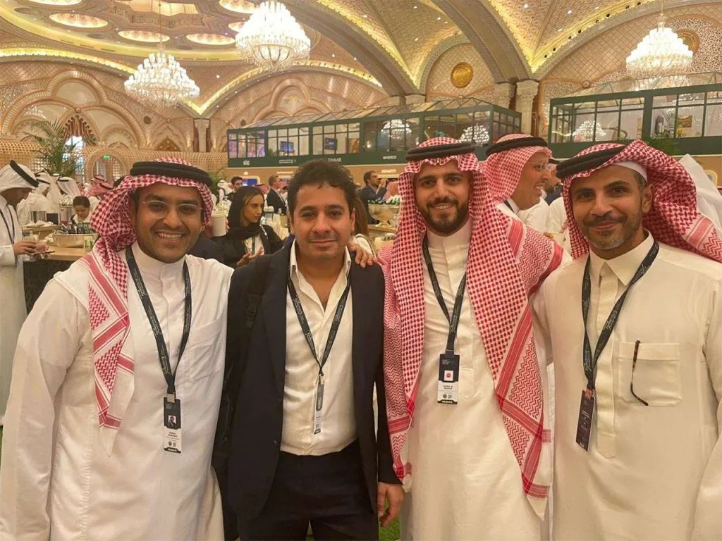 Omar Shah, second from left, with fellow attendees at the Future Investment Initiative in Riyadh in 2022