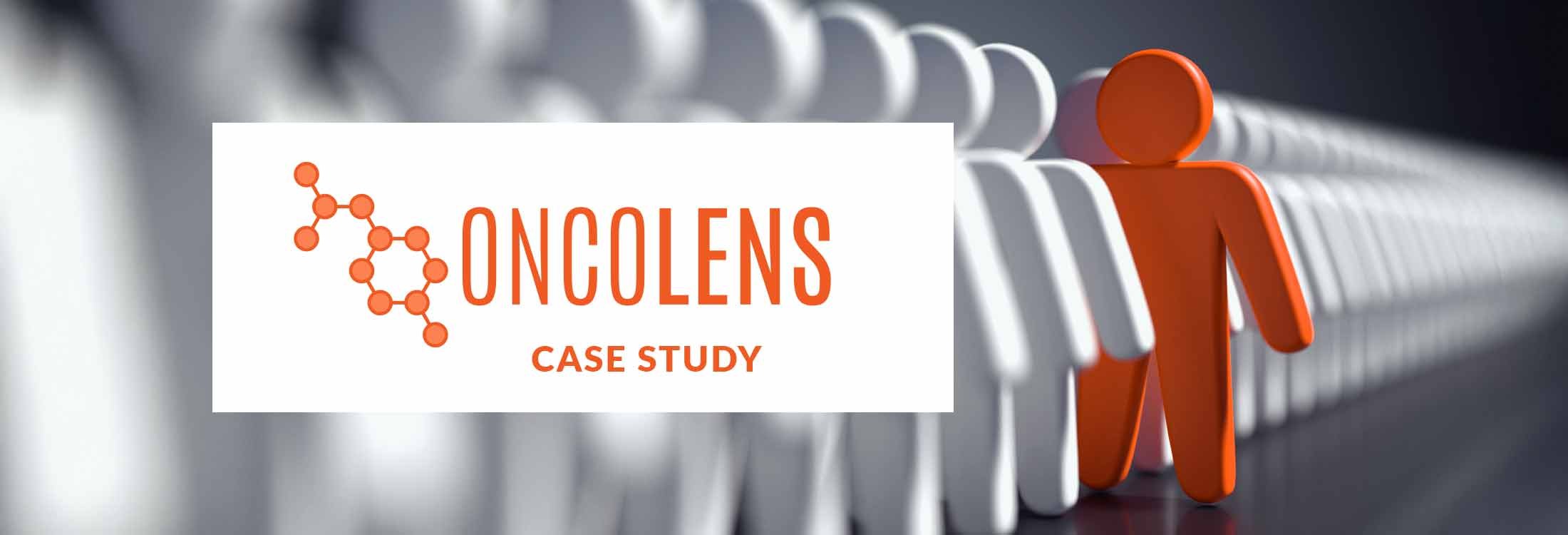 OncoLens case study graphic with a single figure highlighted in a crowd