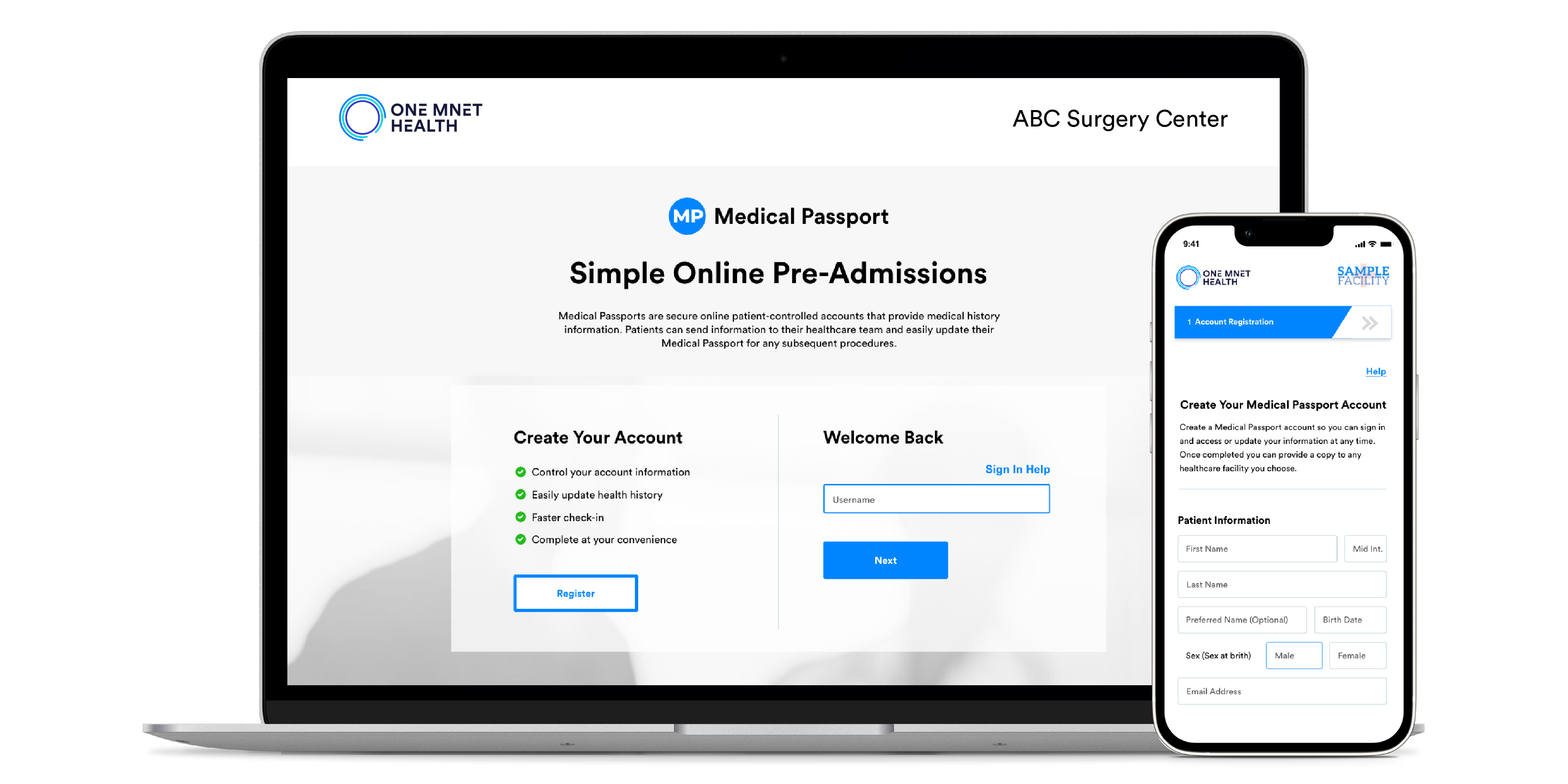 Medical Passport demonstration portal displayed on a laptop and phone