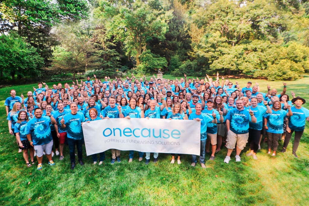 Team OneCause members gathered for a company photograph