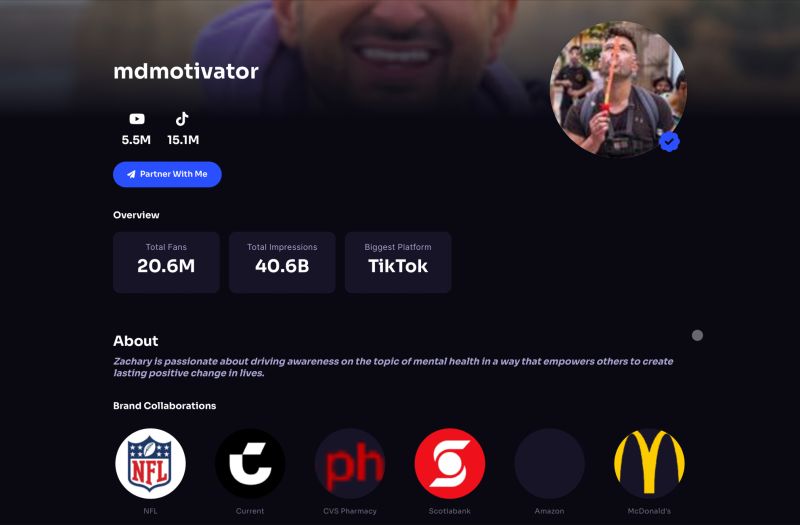 Onefluent campaign slide showing MDMotivator audience and impression figures