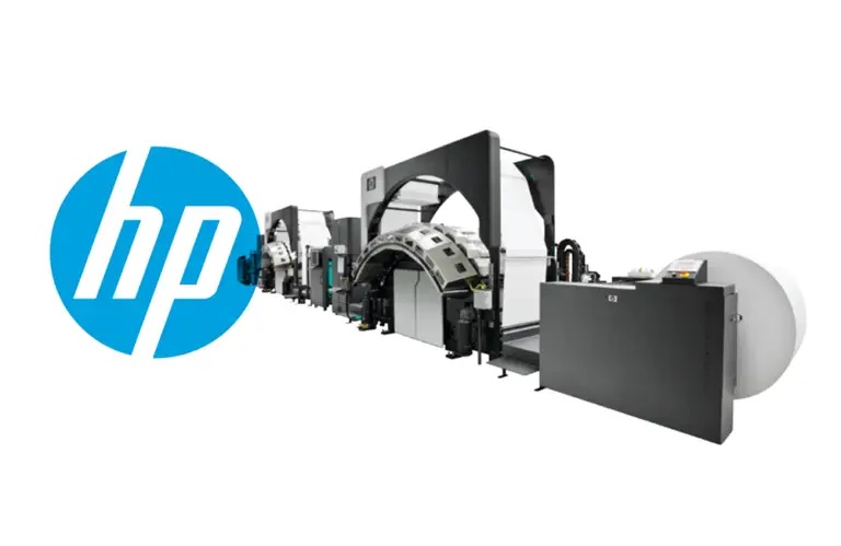 Archival image of the HP T300 digital inkjet press in O’Neil’s company timeline