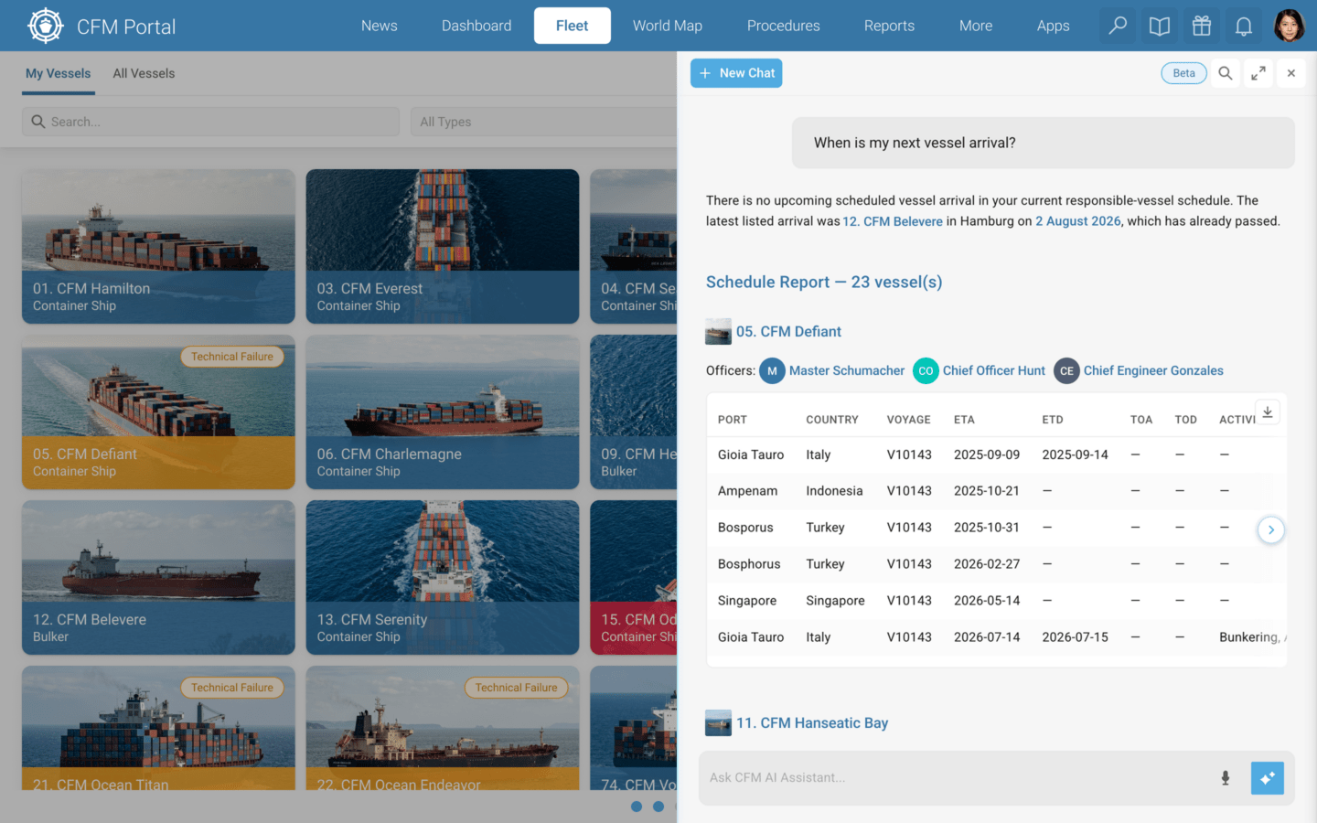 Cloud Fleet Manager portal showing its AI Assistant beside fleet information