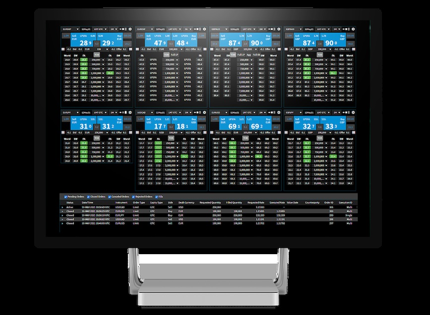 oneZero Institutional Hub product interface shown on a desktop monitor