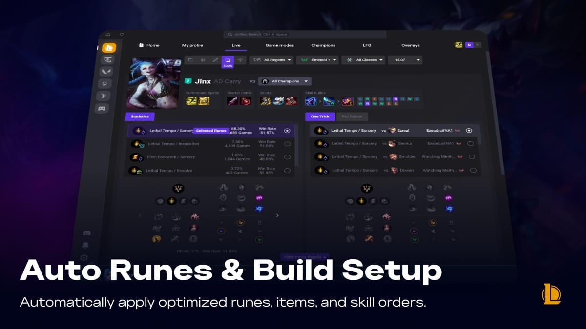 OP.GG desktop app auto-applying runes, items and skill orders
