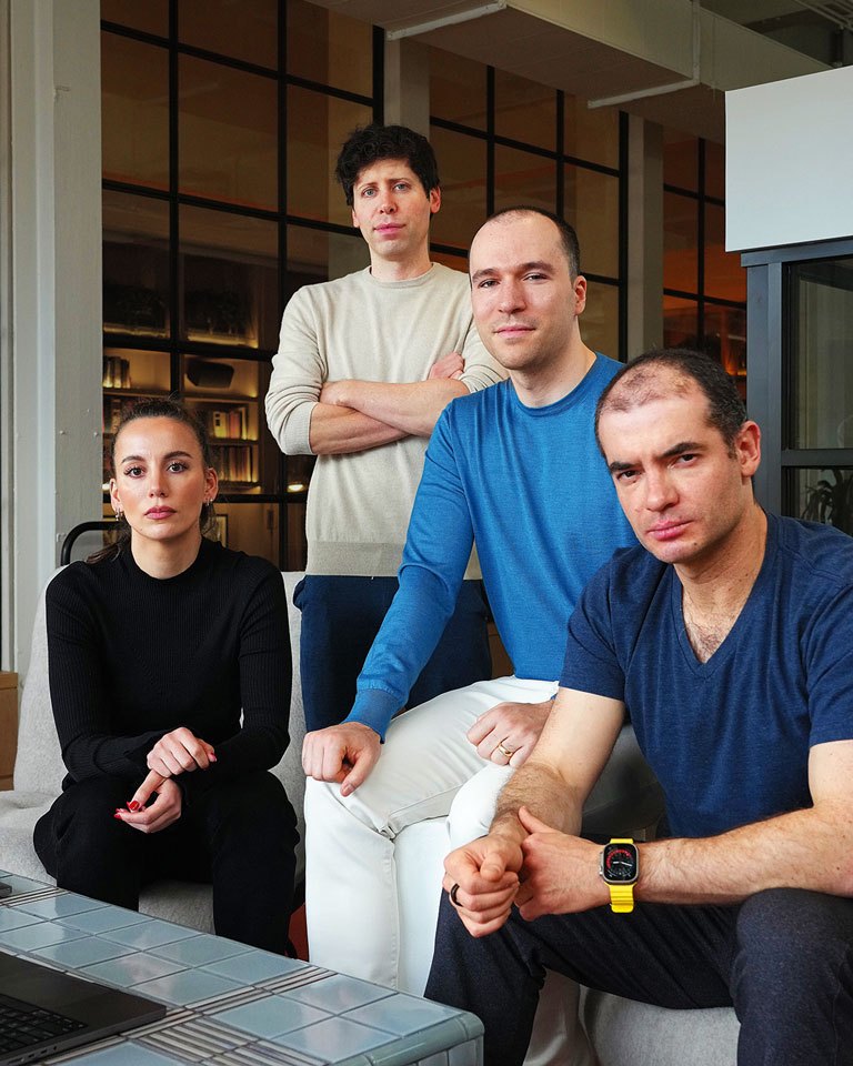 OpenAI leaders Mira Murati, Sam Altman, Greg Brockman and Ilya Sutskever in a San Francisco office