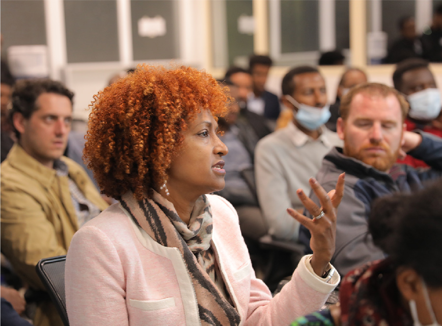 A participant speaking during an Orbit community gathering