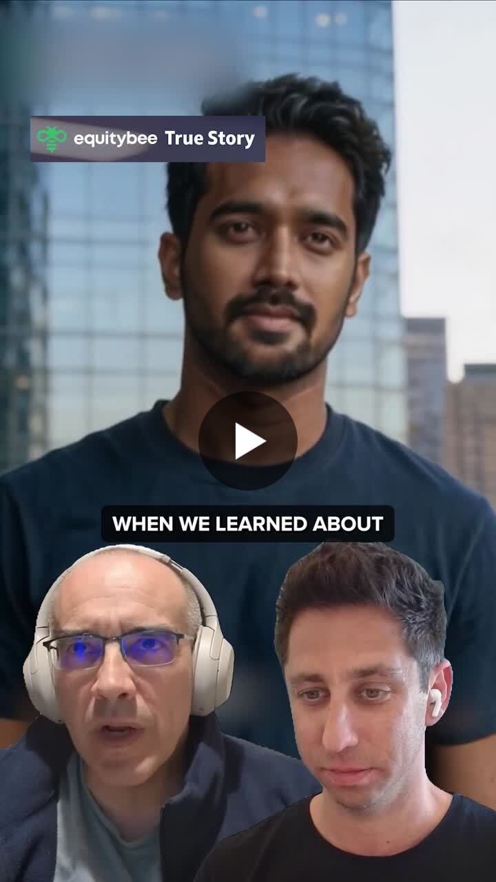 Oren Barzilai, lower right, speaking in a remote interview about an Equitybee employee story