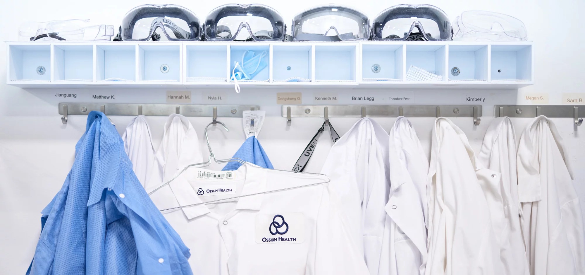 Protective eyewear and lab coats at Ossium Health's Indianapolis operation