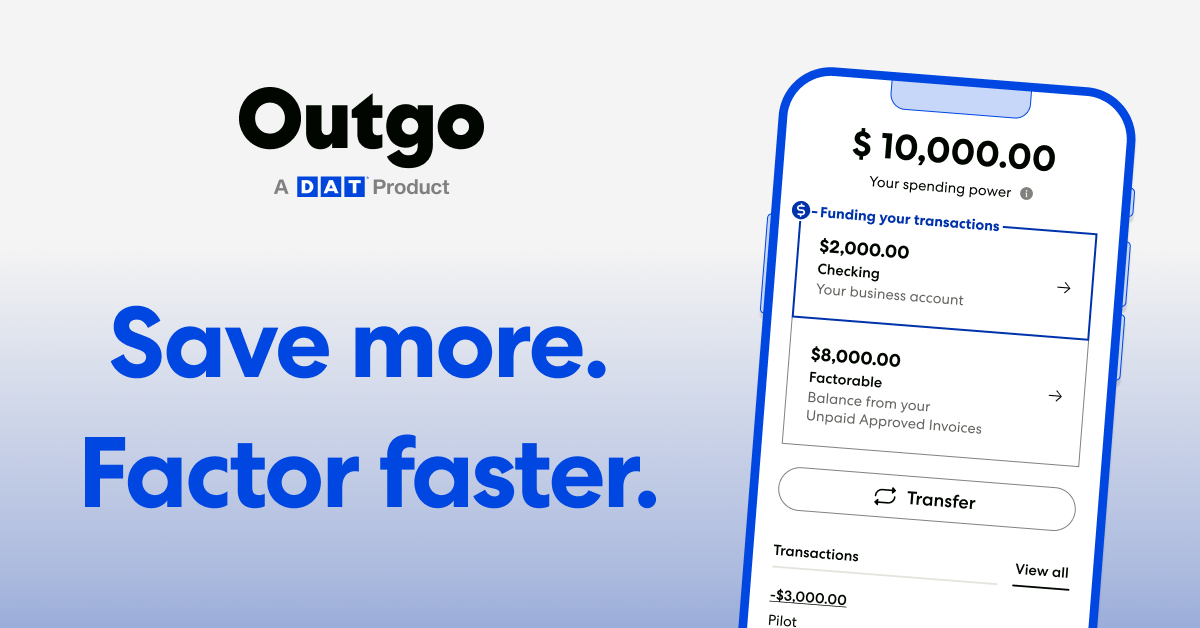 Outgo product interface showing ten thousand dollars in spending power