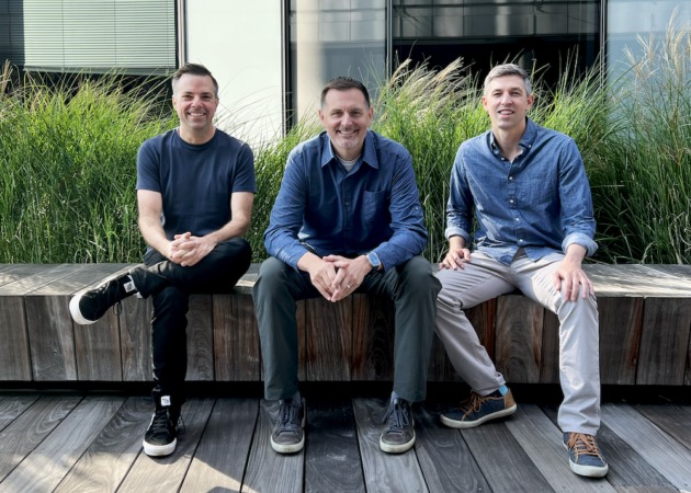 Outgo co-founders Ray Fortna, Marcus Womack and Mike Bohlander seated outside