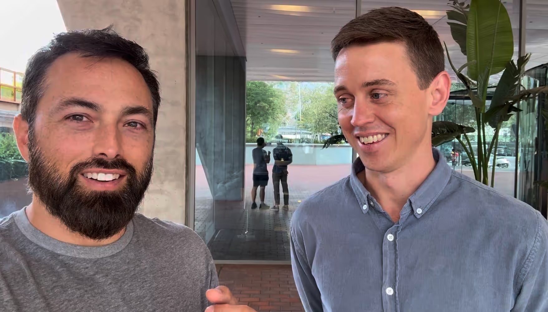 Derek Muller on the left with Owen Maher on the right