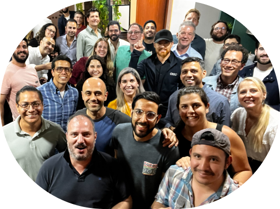 OXIO employees gathered for a team photograph
