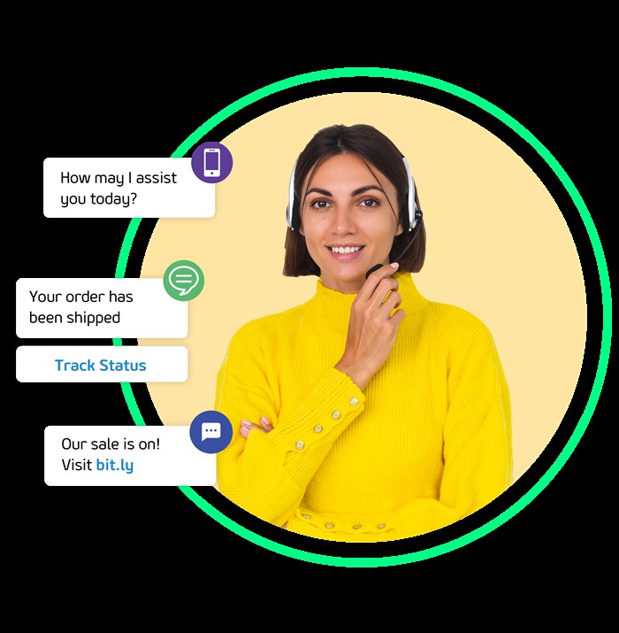 Ozonetel marketing image showing an agent alongside voice and messaging interactions