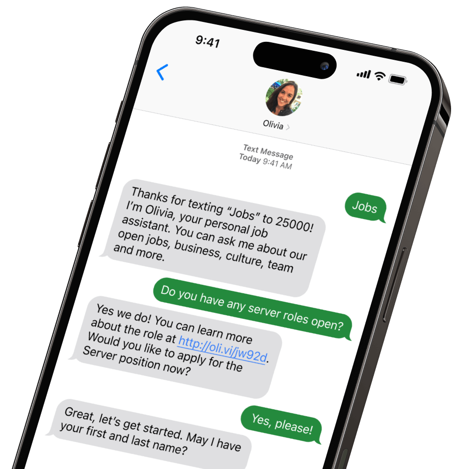 Official Paradox conversational apply screen on a mobile phone