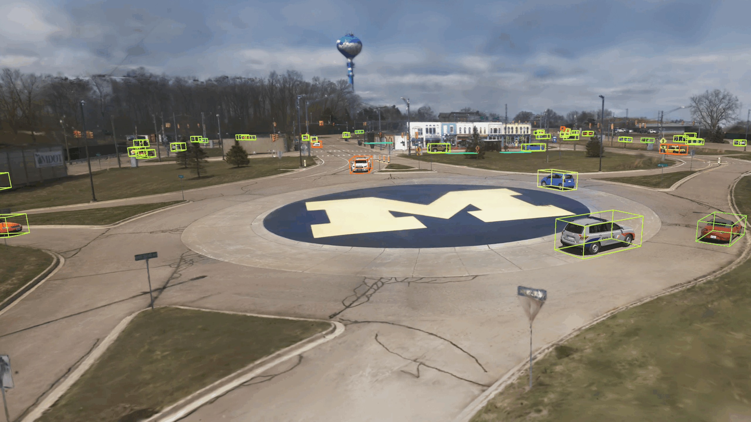 A Parallel Domain simulation of the Mcity autonomous vehicle test facility with perception annotations