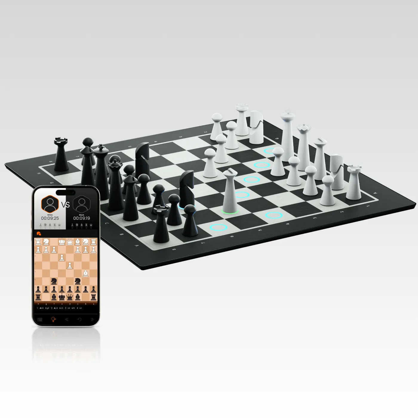 GoChess robotic smart chessboard with modern pieces