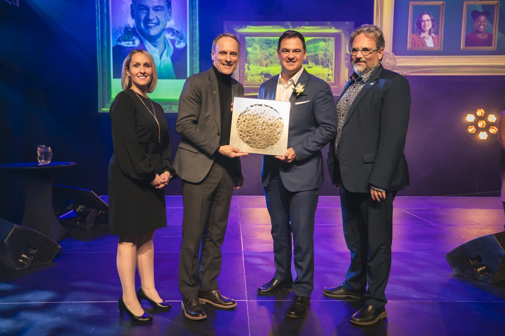 Pascal Tremblay, third from left, receives his 2024 School of Management Ambassador award alongside university representatives