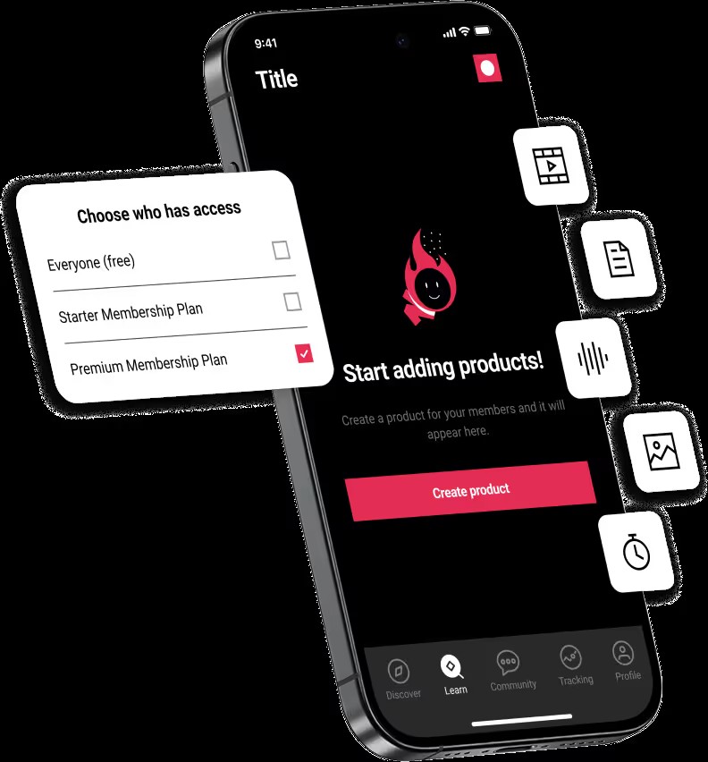 Passion.io app builder interface showing products and publishing controls