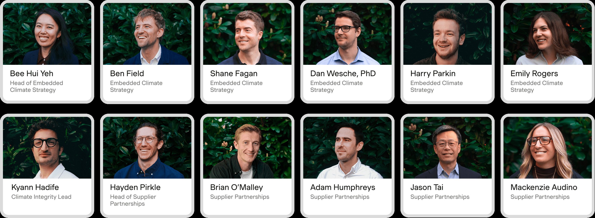 Patch climate strategy and supplier partnership team portraits