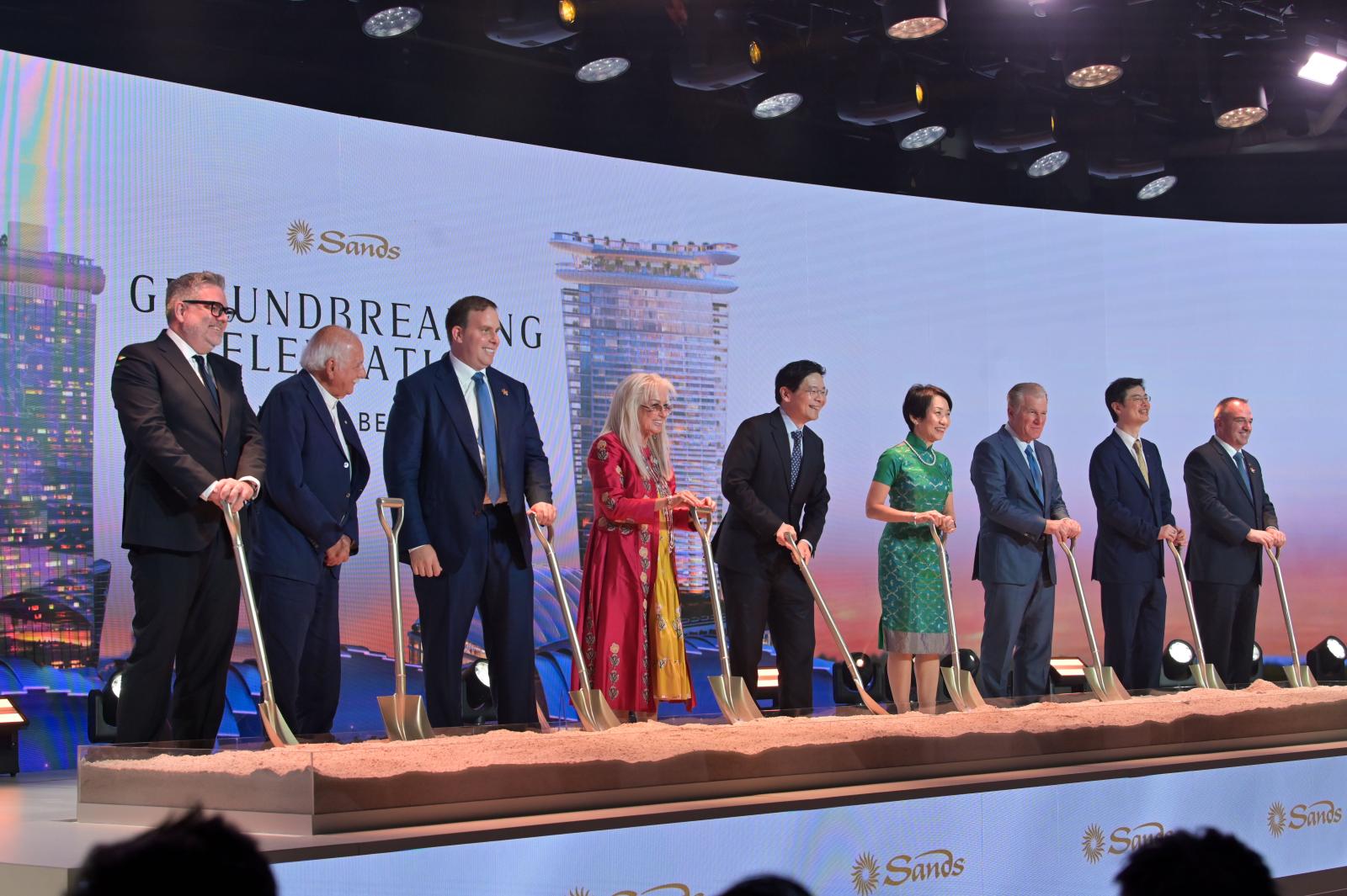 Patrick Dumont, third from left, joins officials at the Singapore resort groundbreaking in July 2025
