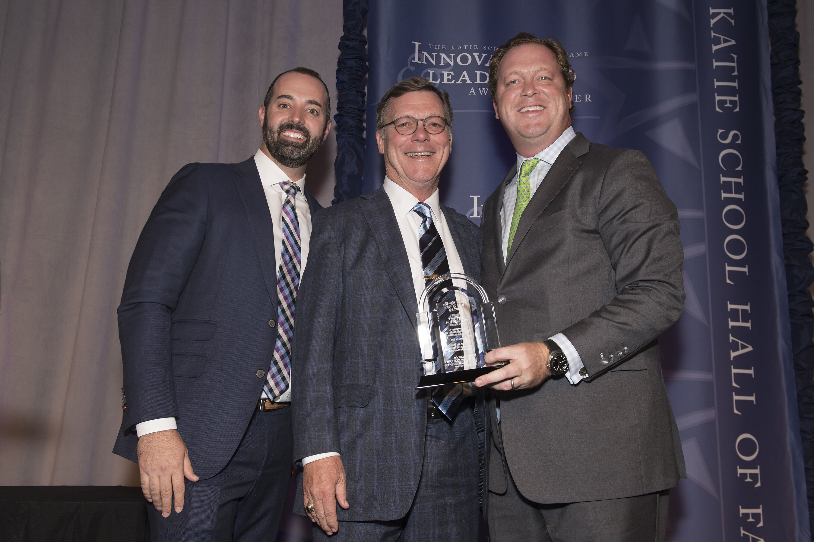 Eric Pan, Pat Gallagher and Patrick M. Gallagher at the 2018 Katie School awards event