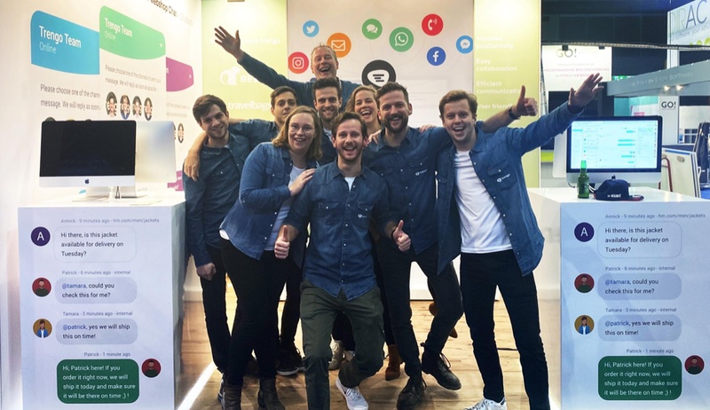 The early Trengo team gathered at an exhibition stand