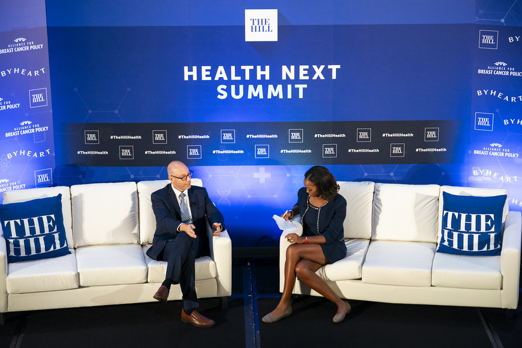 Patrick Quigley in conversation with Brie Jackson onstage at the Health Next Summit in Washington, D.C.