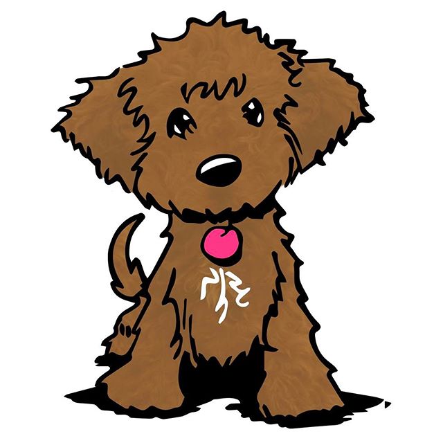 Official cartoon rendering of Patti Plus, a small brown dog wearing a CivicPlus bandana