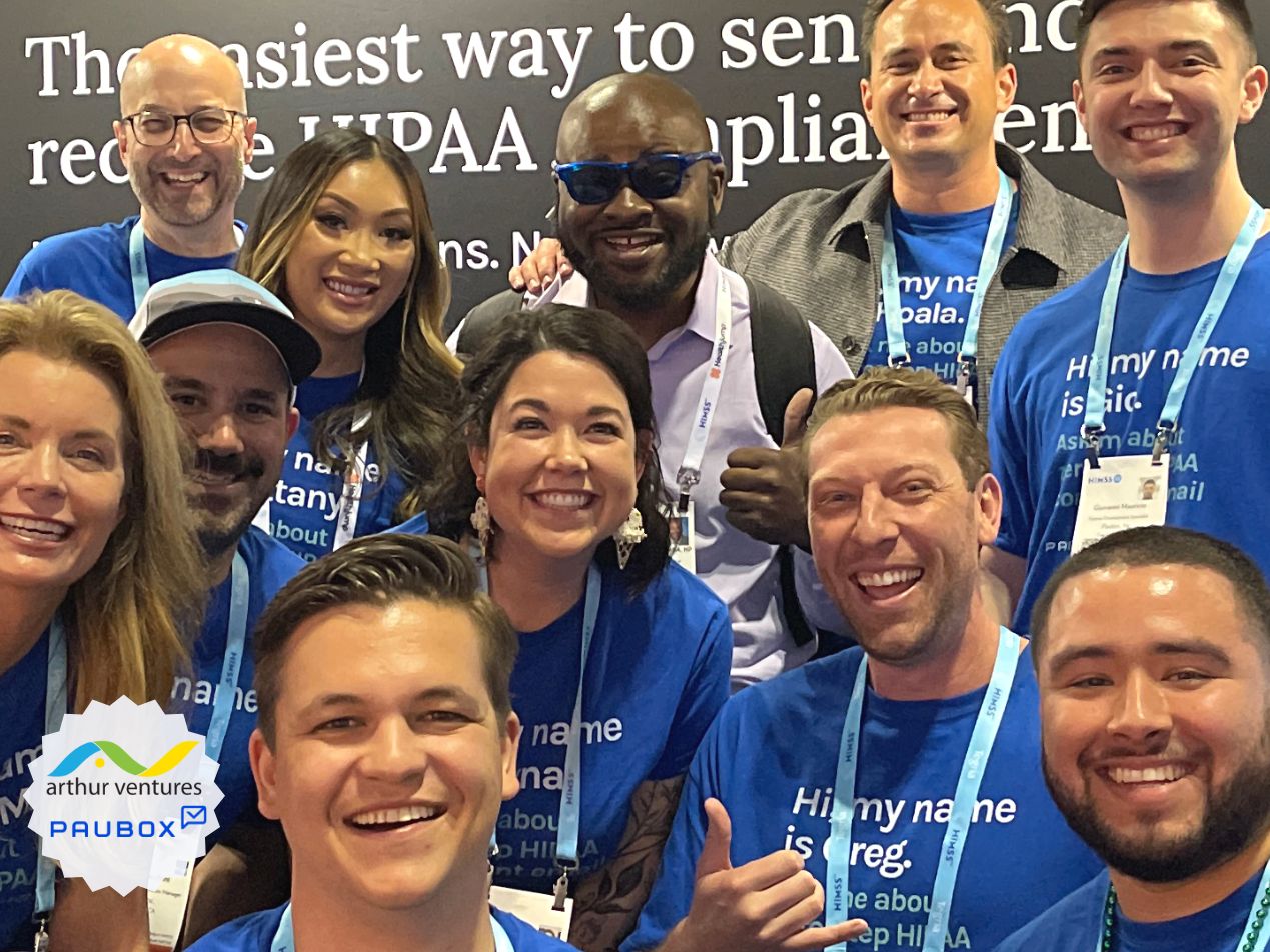 Paubox team members and Arthur Ventures partners together at a conference