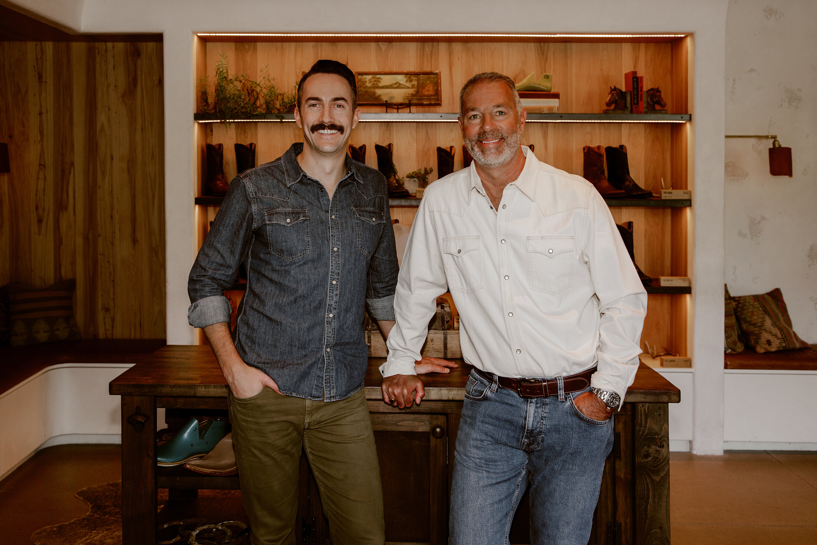 Paul Hedrick on the left with David Lafitte in a Tecovas store